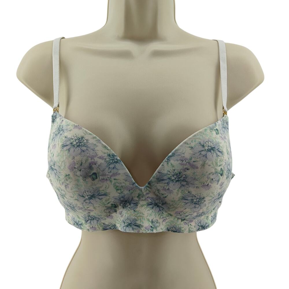 Victoria Secret Padded No-Wire 36B Blue Floral